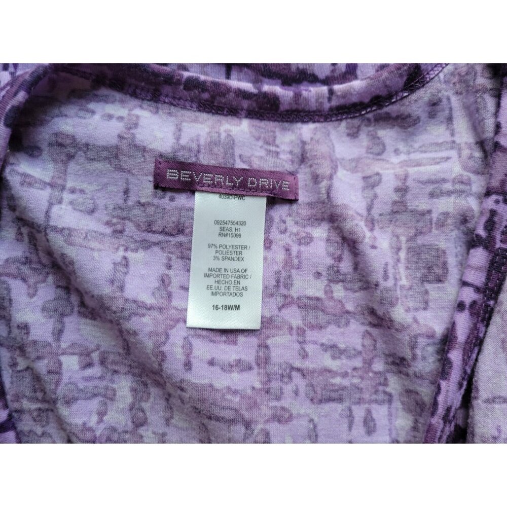 Beverly Drive Plus 16W/18W Purple Watercolor Sleeveless Ruffle Blouse WAT86XE - Picture 7 of 7